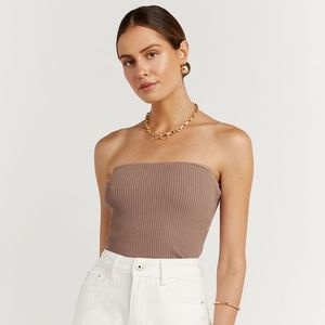 DISSH INDIE MUSHROOM STRAPLESS KNIT TOP